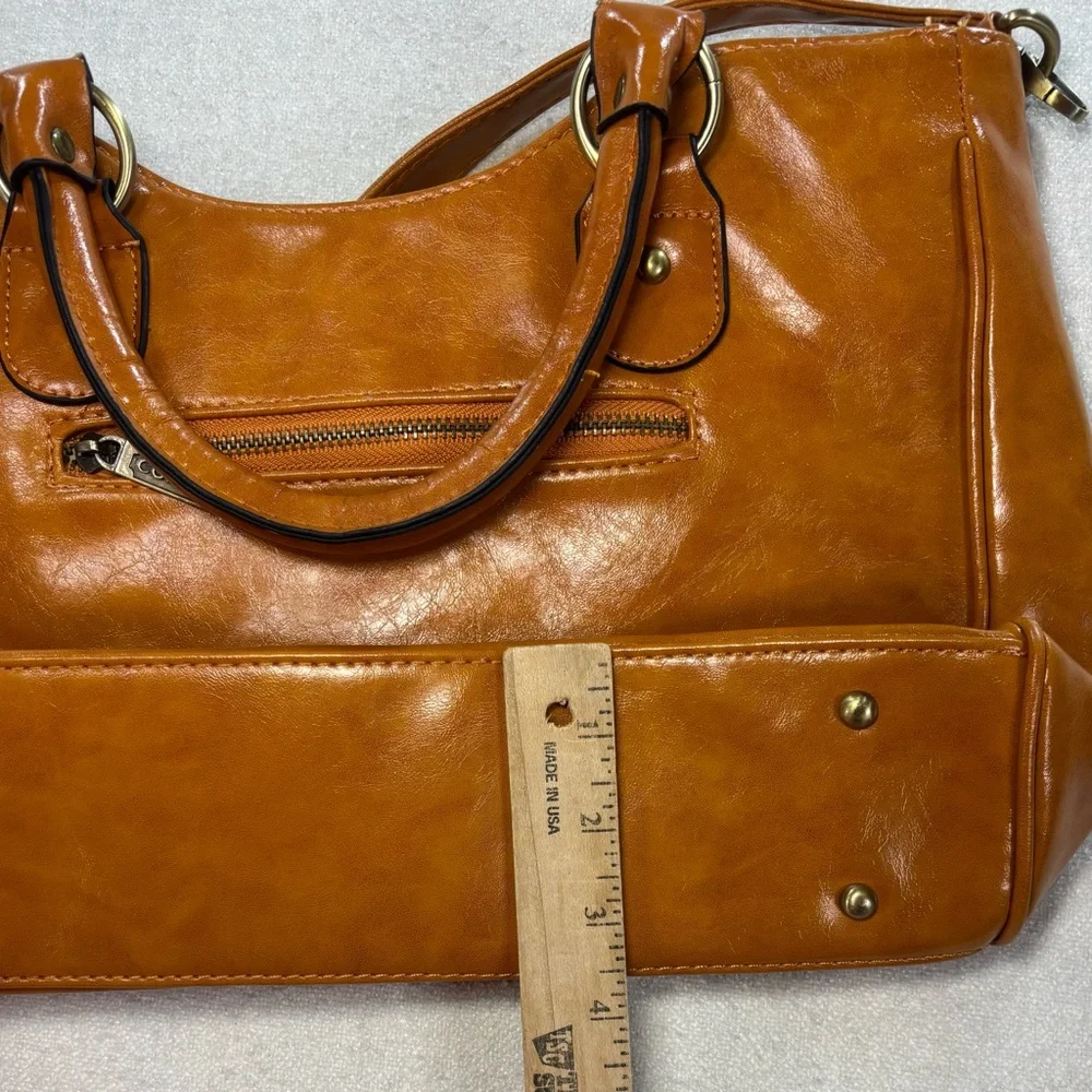 Coach Ashley Cognac Leather Satchel Crossbody Shoulder Bag Horse Carriage - Picture 15 of 15